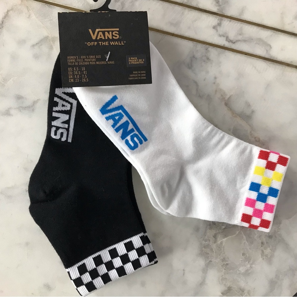 Vans Off The Wall Women’s Low Cut White & Black Ankle Crew Socks Size 6.5-10 New